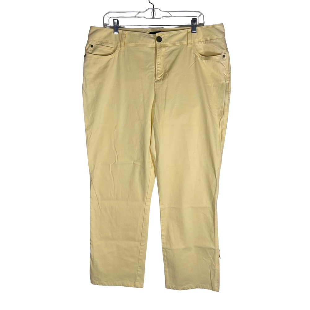 Dana Buchman Womens Pastel Yellow Pants Straight Leg Size 16 Mid Rise